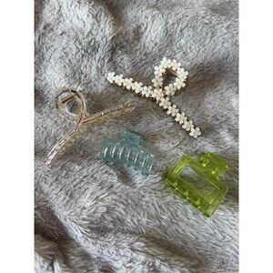 Claw Clip Bundle Floral Metal Clear Holographic Hair Clips Set of 4